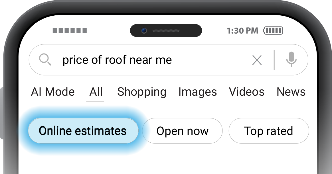 Smartphone screen showing a Google search for