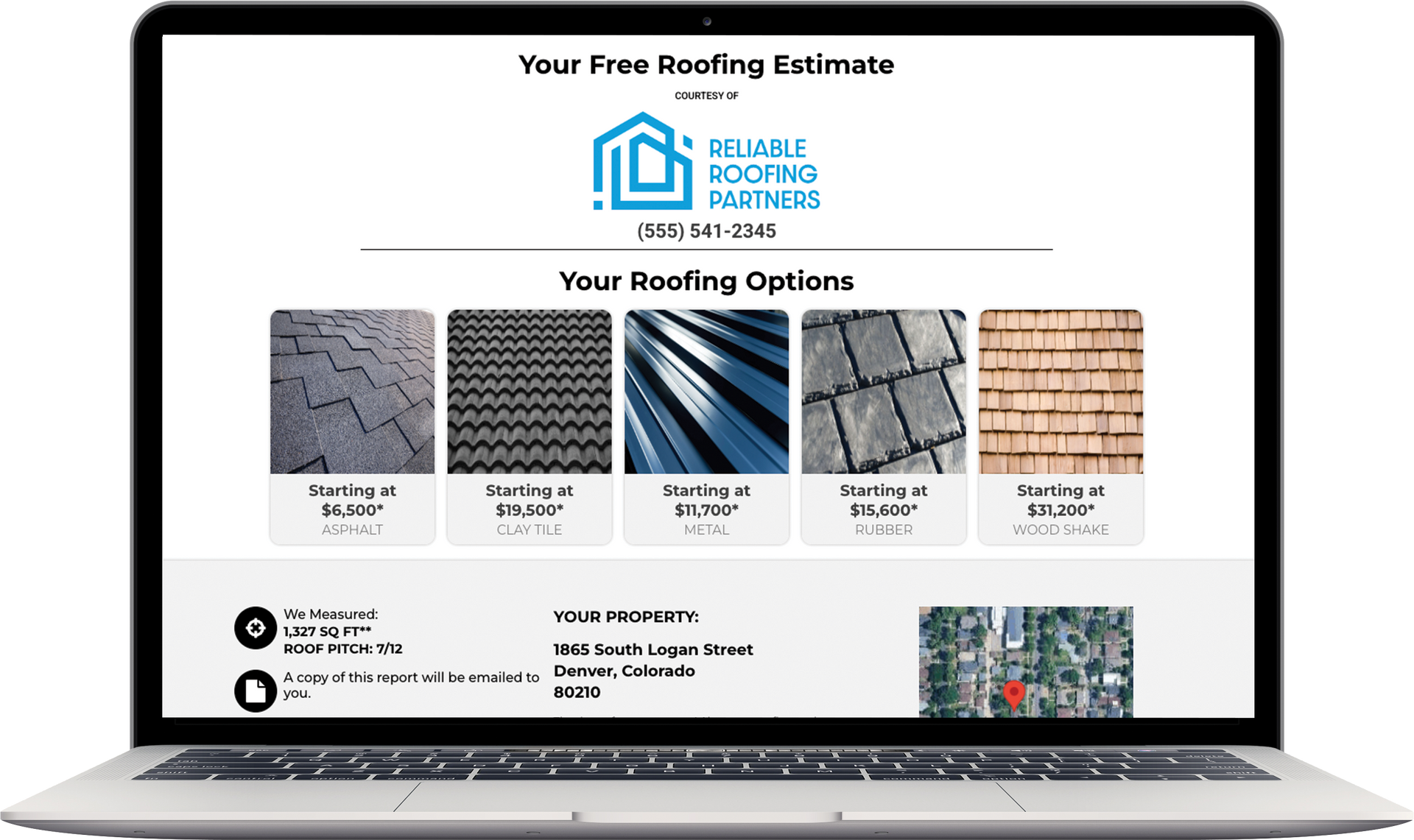 QuickQuote for Roofs contractor dashboard.