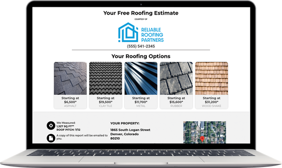 QuickQuote for Roofs contractor dashboard.