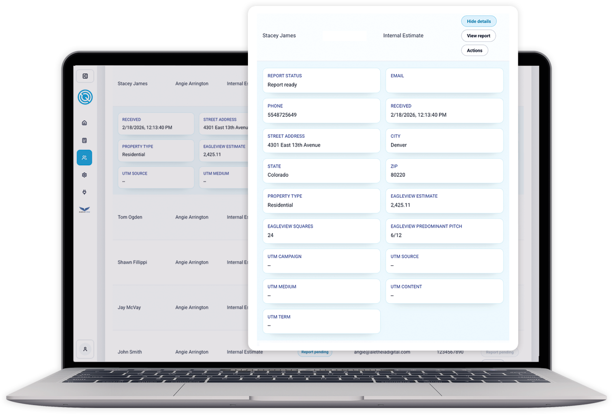 Laptop and phone displaying a roofing website with different roofing options.
