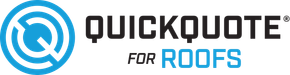Quick Quote for Roofs logo with a blue circular design and black text.