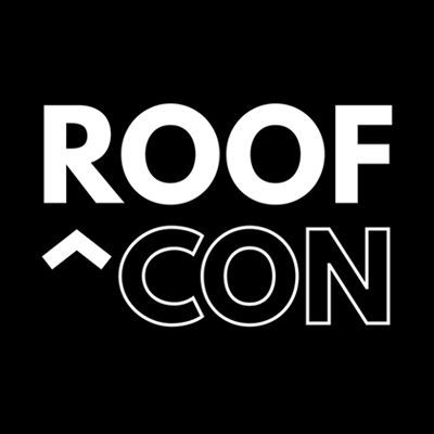 Logo for ROOF ^ CON in white text on a black background.