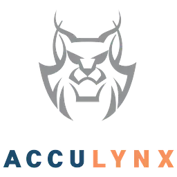Gray lynx logo above ACCULYNX text, the LYNX in orange and the rest of the text in blue.