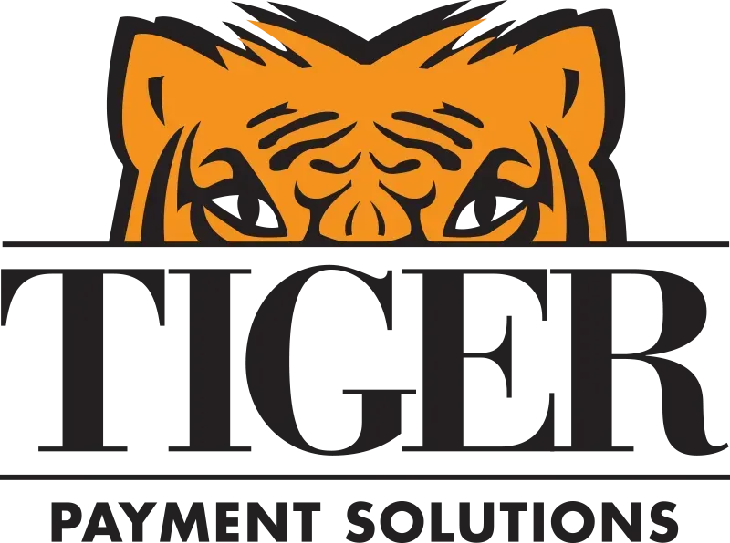 Orange tiger head above the word 