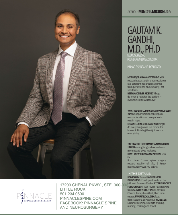 Photo of the spread announcing Dr. Gandhi's winning of the Men on a Mission 2025 award.