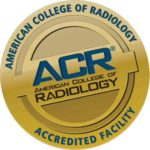 American College of Radiology accreditation seal. Gold and blue emblem with
