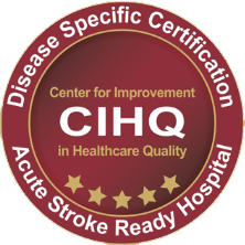 Disease Specific Certification seal for Acute Stroke Ready Hospital; features