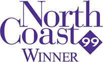 Purple North Coast 99 Winner logo with text