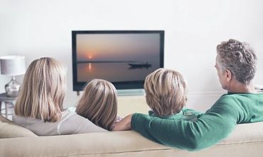 family watching TV