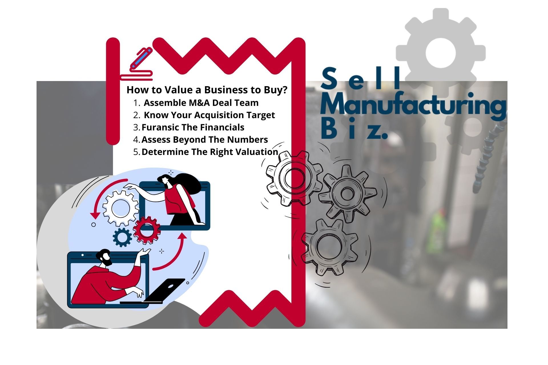 A poster that says sell manufacturing biz on it - how to value a business to buy in Ontario 