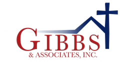 The logo for gibbs & associates inc. has a cross on it