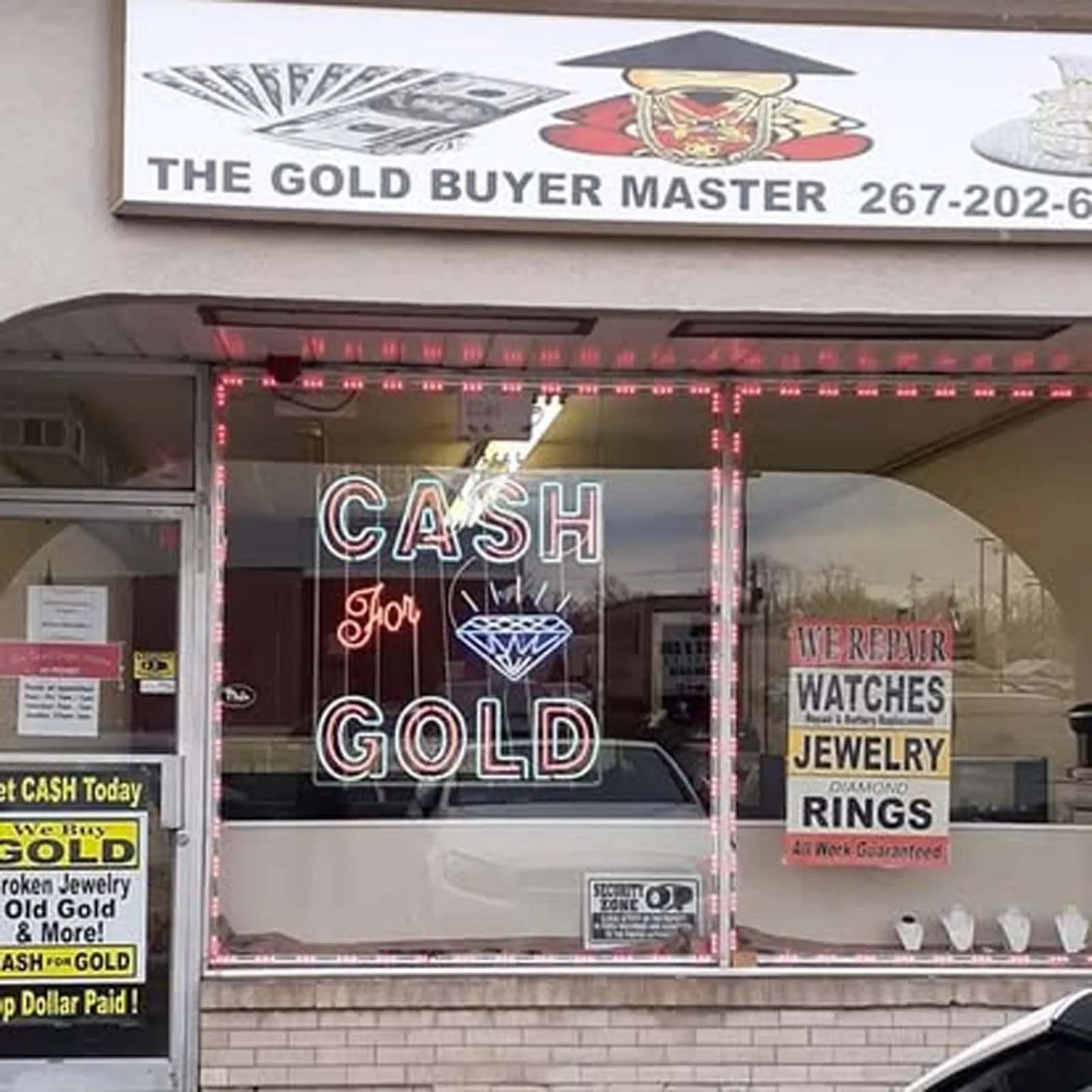 The gold buyer master is selling watches jewelry and rings