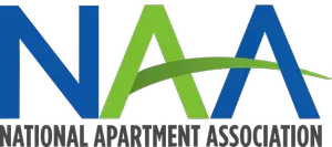 National Apartment Association logo with blue and green stylized letters “NAA” over the organization name