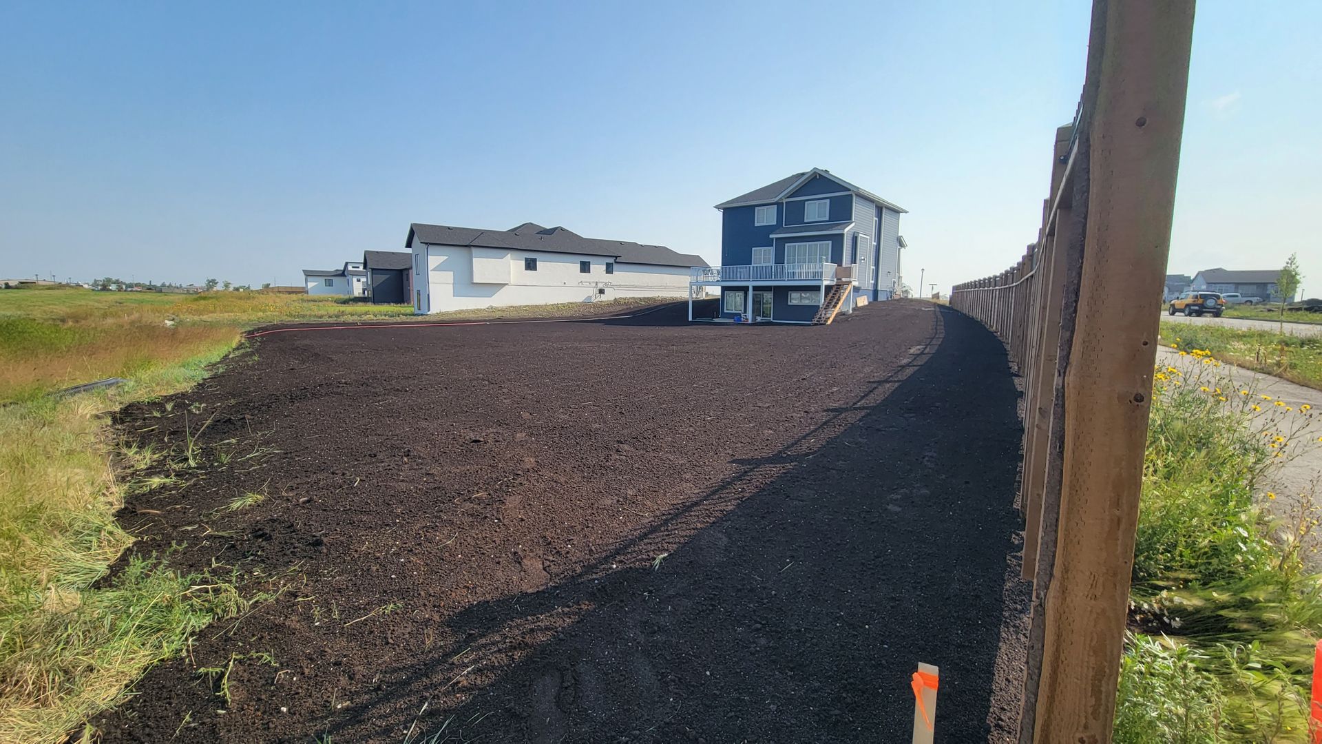 Freshly hydroseeded commercial property in Winnipeg