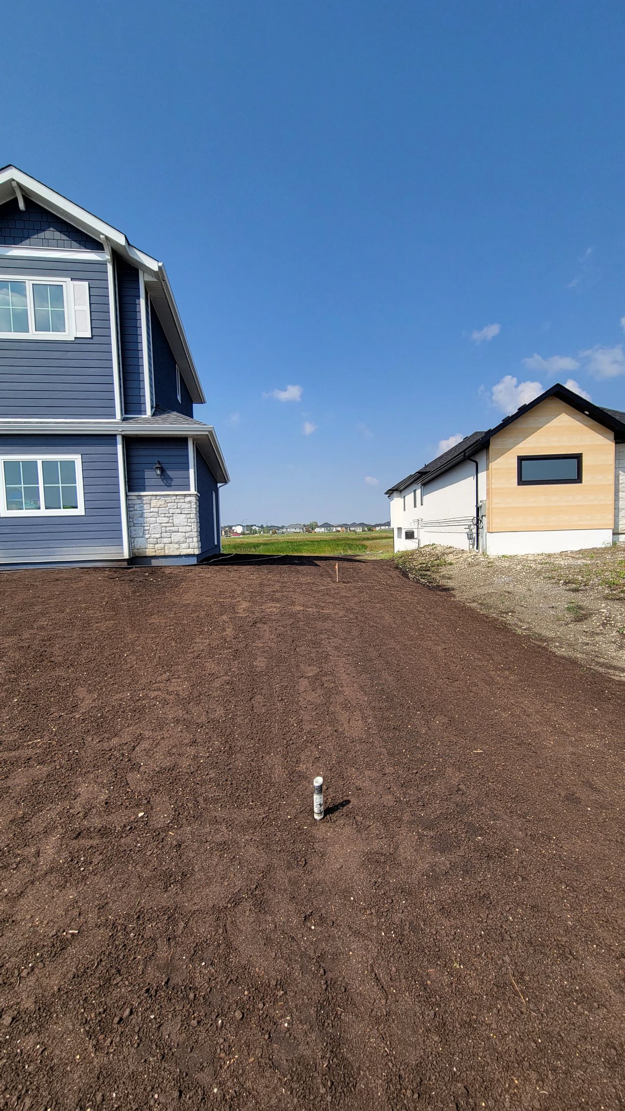 Freshly hydroseeded commercial property in Winnipeg