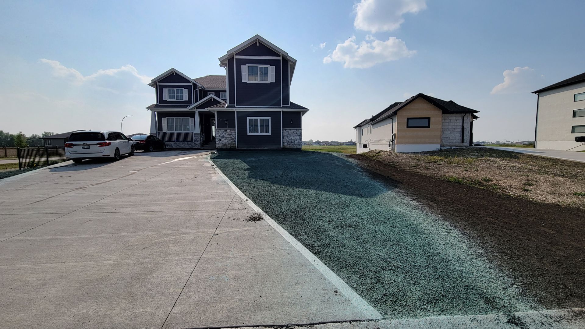 Freshly hydroseeded commercial property in Winnipeg