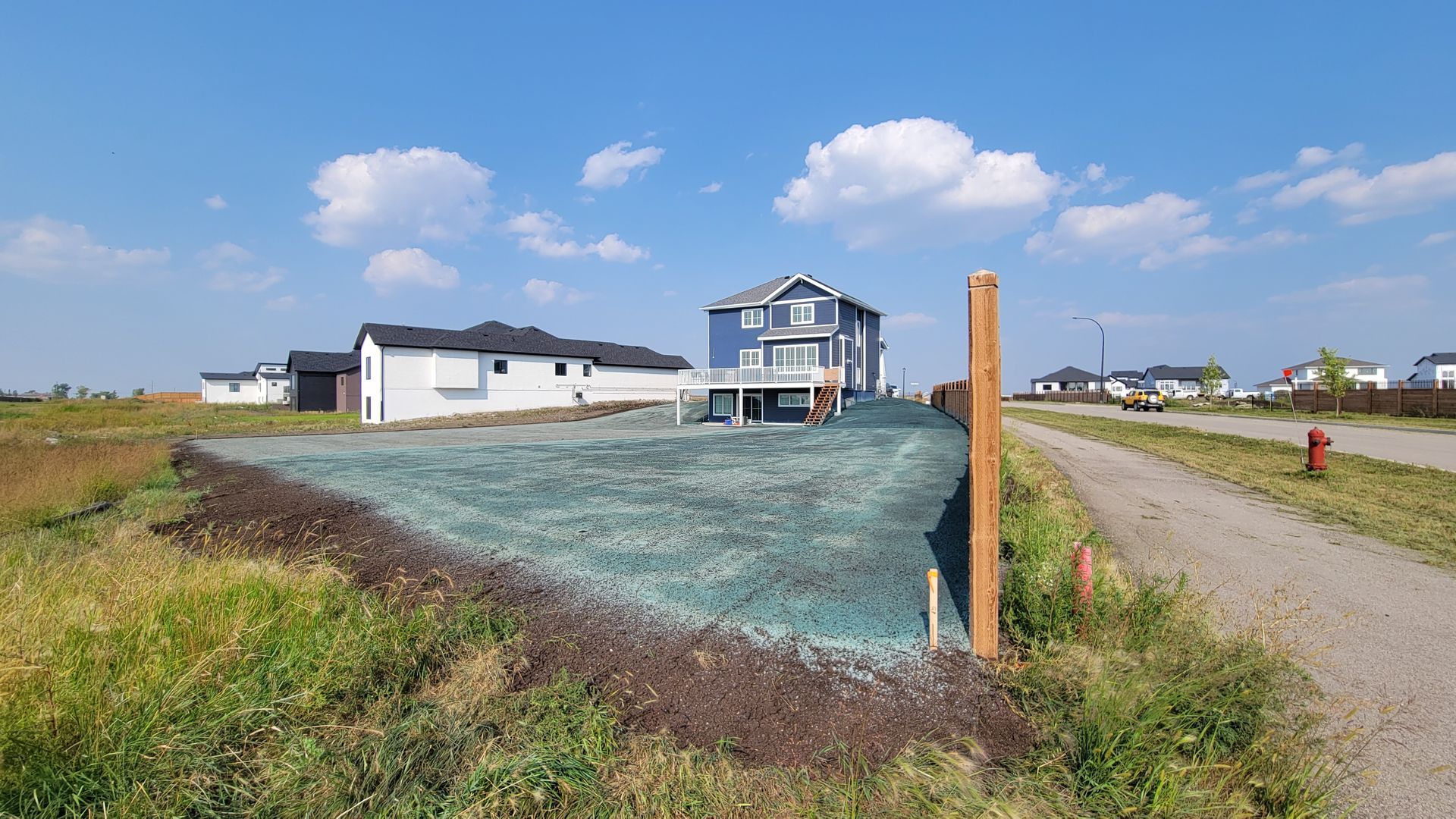 Freshly hydroseeded commercial property in Winnipeg