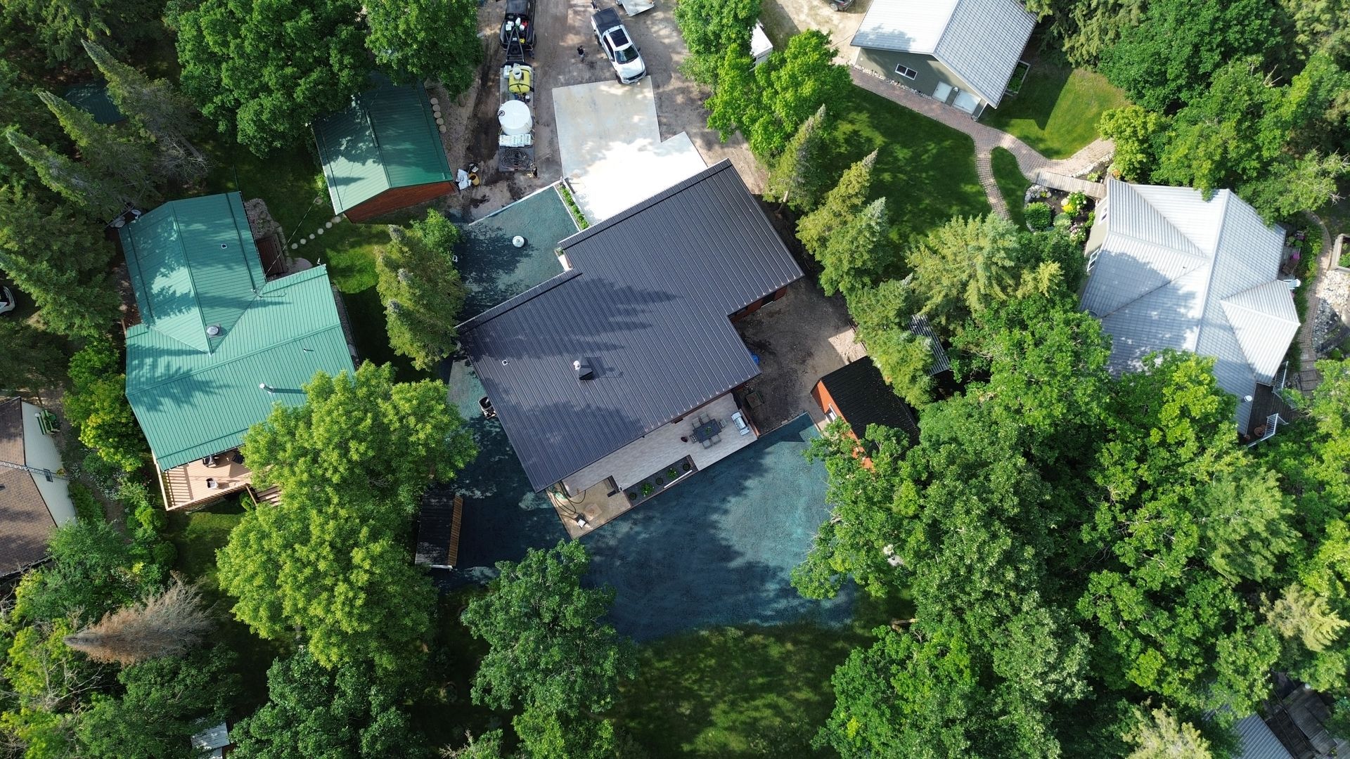 Newly hydroseeded residential lawn in Manitoba