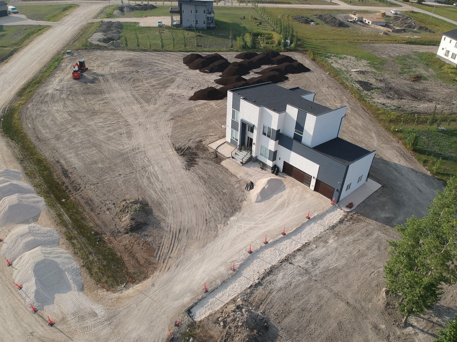 Freshly hydroseeded commercial property in Winnipeg