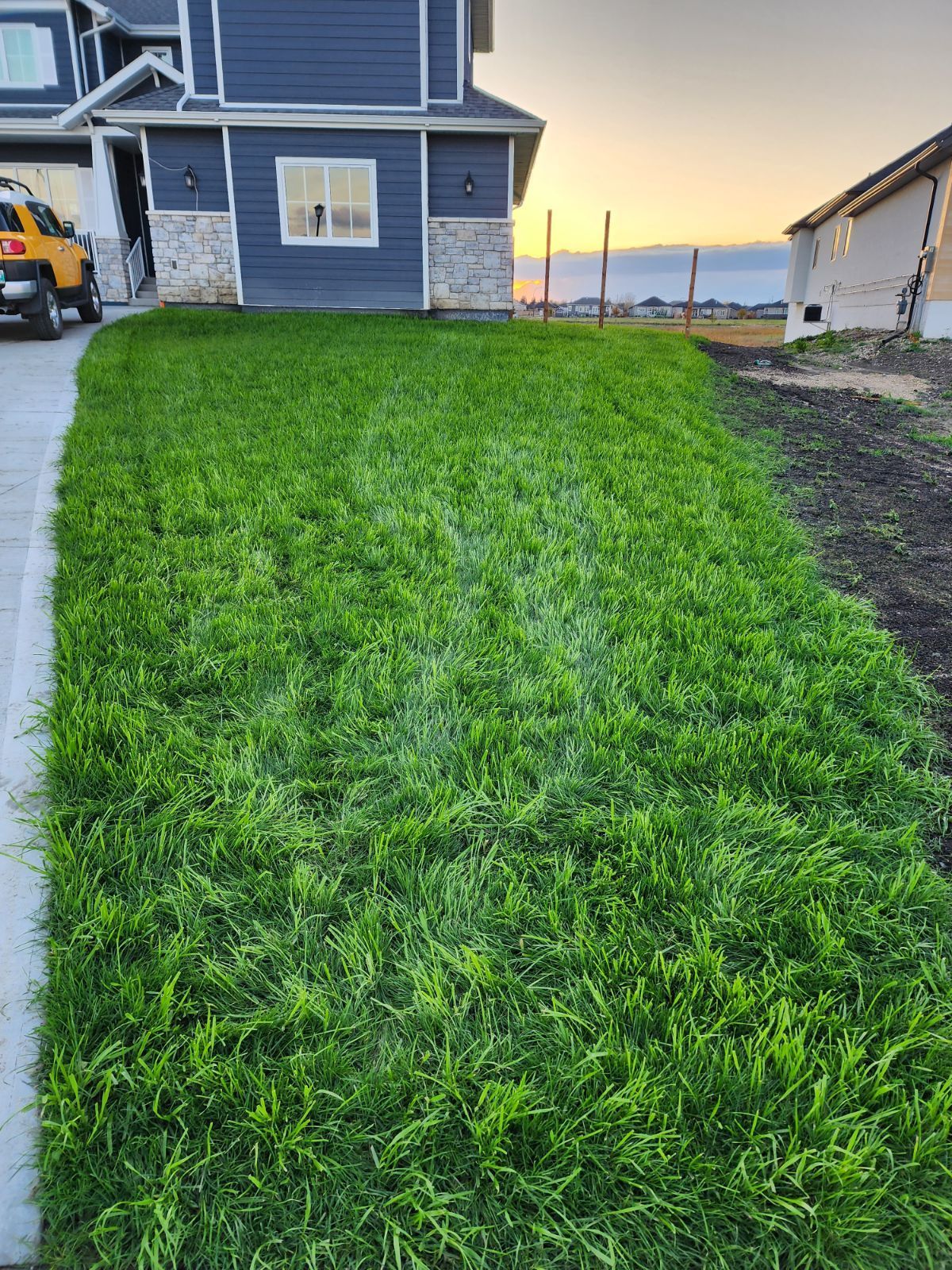 Freshly hydroseeded commercial property in Winnipeg