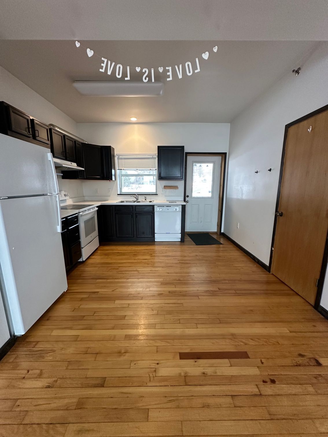 Spacious Kitchen with Dishwasher,  Garbage disposal, Pantry and broom Closet and  Beautiful Wood Floors,