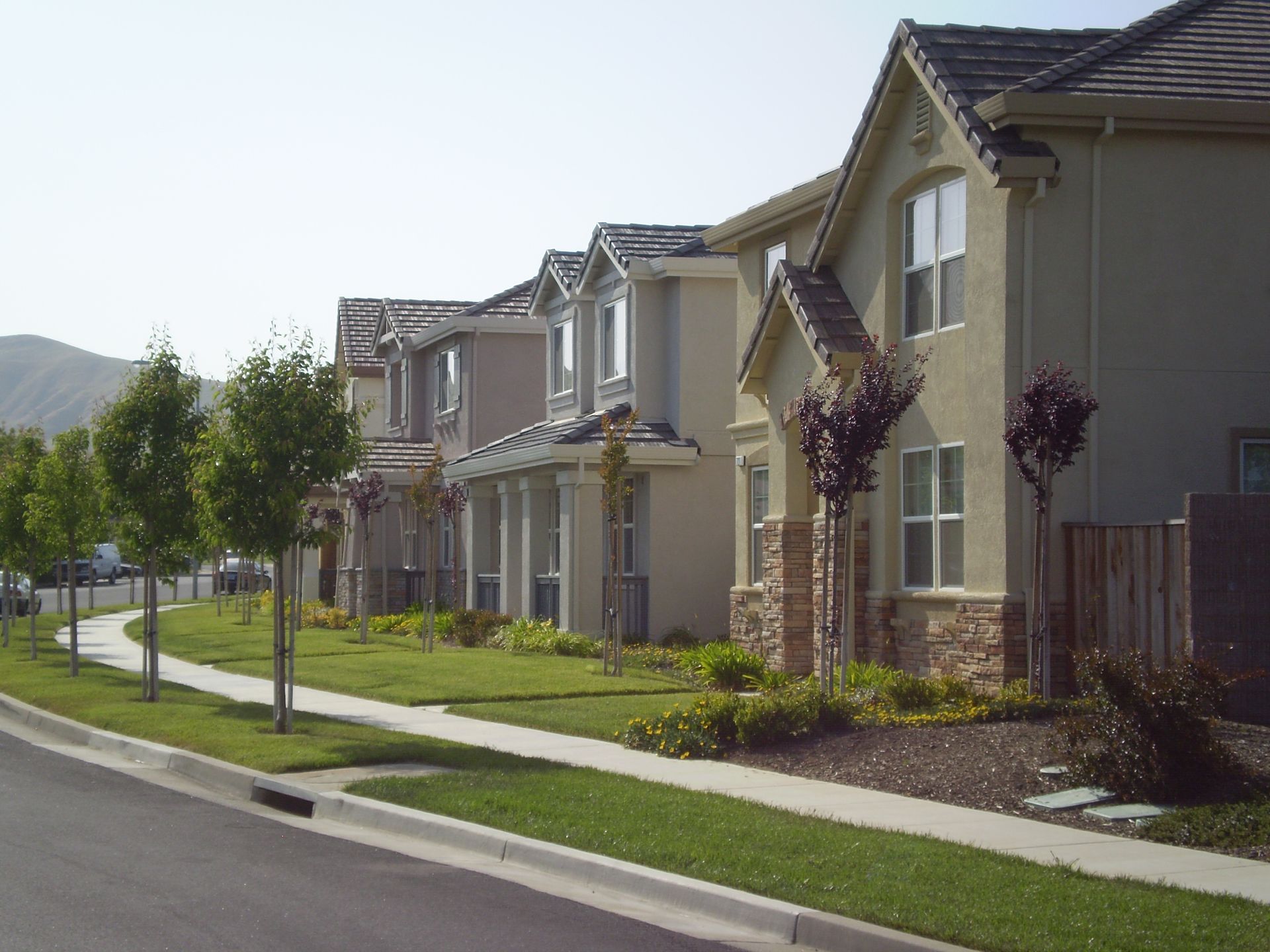 a row of houses in a residential neighborhood