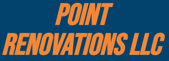 A blue and orange logo for point renovations llc