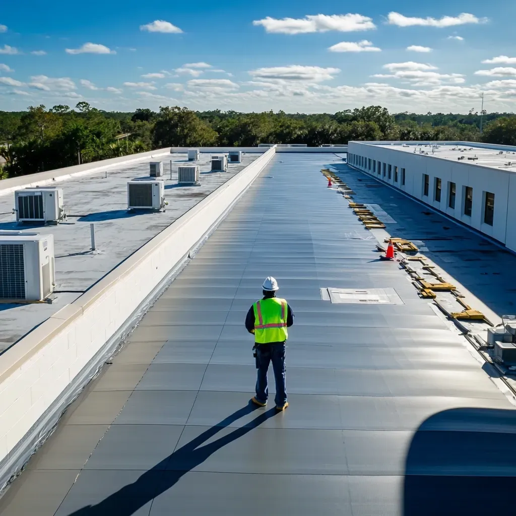 Licensed commercial roofer inspecting a flat TPO membrane roof system on a business facility in Spring Hill, FL, identifying seam vulnerabilities, ponding water, HVAC curb flashing, and rooftop drainage issues. Commercial roofing maintenance includes infrared thermal scanning, walk pad placement, parapet wall sealing, and edge metal inspections. Safety cones, high-visibility vests, and fall protection used in accordance with OSHA standards. Ideal for retail centers, warehouses, and office buildings requiring industrial-grade roofing solutions, preventative maintenance, and warranty-compliant repairs. contractors spring hill fl, roof installation spring hill fl, roof maintenance spring hill fl, roof repair spring hill fl, roof replacement spring hill fl, roofers in spring hill fl, roofing companies spring hill fl, roofing contractors spring hill fl, roofing services spring hill fl, roofing spring hill fl, spring hill fl, spring hill fl roofers, spring hill fl roofing services, contractors spring hill fl roofing spring hill fl, roofing services spring hill fl roof maintenance spring hill fl, spring hill fl roofing services roof installation spring hill fl, roofing contractors spring hill fl, roofers in spring hill fl roof repair spring hill fl, roof replacement spring hill fl, roofing companies spring hill fl, roofing spring hill fl, spring hill fl, spring hill fl roofers, contractors spring hill fl, roofing contractors spring hill fl, roof maintenance spring hill fl, roof installation spring hill fl, roofers in spring hill fl, roof repair spring hill fl, spring hill fl roofing services, roofing companies spring hill fl, roof replacement spring hill fl, roofing services spring hill fl, roofing spring hill fl, spring hill fl, spring hill fl roofers, contractors spring hill fl, roofing contractors spring hill fl, roofing spring hill fl, roof installation spring hill fl, roof maintenance spring hill fl, roof repair spring hill fl, roof replacement spring hill fl, roofers in spring hill fl, roofing companies spring hill fl, roofing services spring hill fl, spring hill fl roofers, spring hill fl, spring hill fl roofing services, contractors spring hill fl, roofing contractors spring hill fl, roof maintenance spring hill fl, roofing spring hill fl, roofing companies spring hill fl, roof installation spring hill fl, roof repair spring hill fl, roofers in spring hill fl, roof replacement spring hill fl, roofing services spring hill fl, spring hill fl roofers, spring hill fl, spring hill fl roofing services, contractors spring hill fl, roof installation spring hill fl, roofing contractors spring hill fl, roofing companies spring hill fl, roofing spring hill fl, roof maintenance spring hill fl, roof repair spring hill fl, roof replacement spring hill fl, roofing services spring hill fl, roofers in spring hill fl, spring hill fl roofers, spring hill fl, roofing spring hill fl, spring hill fl roofing services, contractors spring hill fl, roofing contractors spring hill fl, roof maintenance spring hill fl, roof installation spring hill fl, roof repair spring hill fl, roof replacement spring hill fl, roofers in spring hill fl, roofing companies spring hill fl, roofing services spring hill fl, roofing spring hill fl, spring hill fl, spring hill fl roofers, spring hill fl roofing services, contractors spring hill fl, roof installation spring hill fl, roof maintenance spring hill fl, roof repair spring hill fl, roof replacement spring hill fl, roofers in spring hill fl, roofing companies spring hill fl, roofing contractors spring hill fl, roofing services spring hill fl, roofing spring hill fl, spring hill fl, spring hill fl roofers, spring hill fl roofing services, roofing spring hill fl roof maintenance spring hill fl, roofers in spring hill fl, roof repair spring hill fl, contractors spring hill fl roofing contractors spring hill fl, roofing companies spring hill fl, roof installation spring hill fl, roof replacement spring hill fl, spring hill fl roofers, roofing services spring hill fl, roofing spring hill fl, spring hill fl, roofing contractors spring hill fl roof installation spring hill fl, roof maintenance spring hill fl, roofing spring hill fl, roof repair spring hill fl, roof replacement spring hill fl, roofing services spring hill fl, roofers in spring hill fl, contractors spring hill fl, roofing companies spring hill fl, spring hill fl, spring hill fl roofers, spring hill fl roofing services.