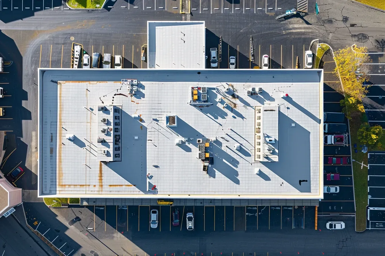 Commercial Flat Roof Repair in Spring Hill FL using Johns Manville, Mule-Hide, and GAF materials.