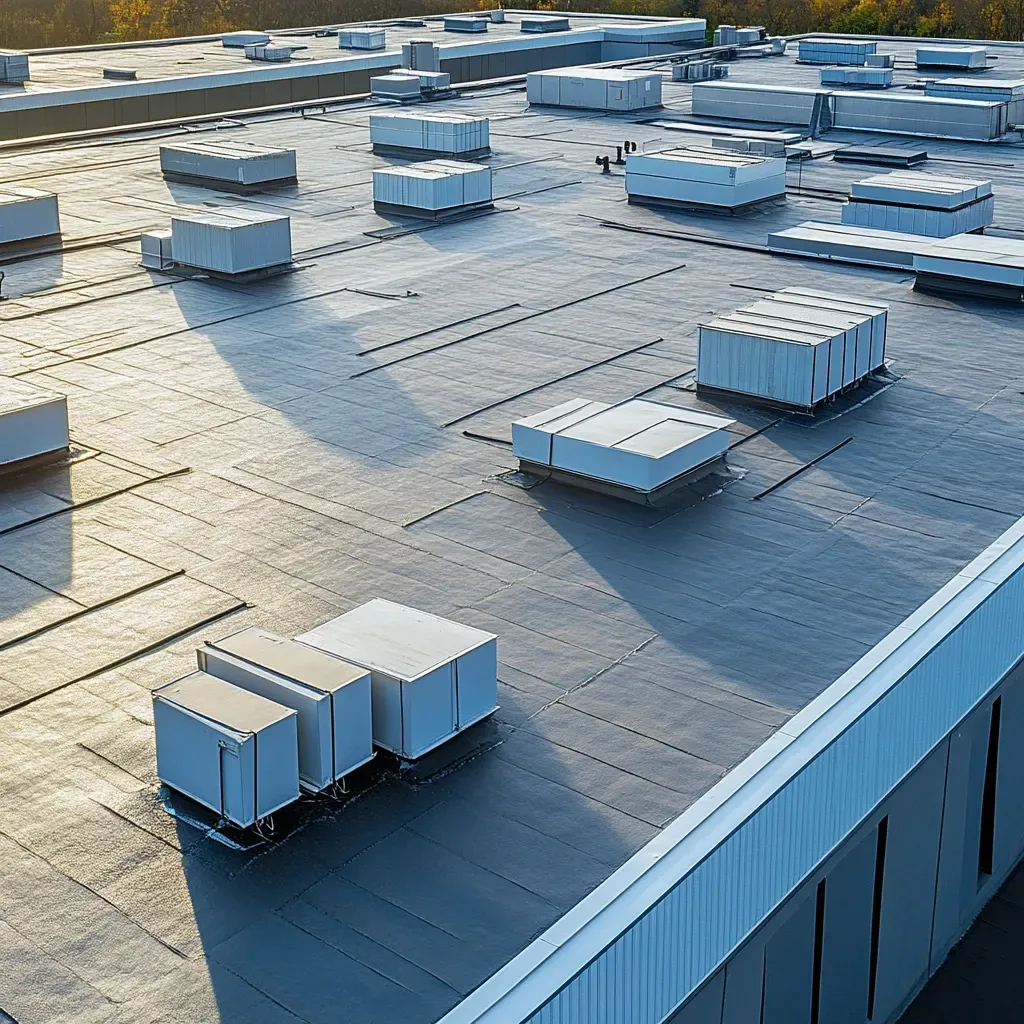 TPO commercial roofing system laid on warehouse in Spring Hill FL.