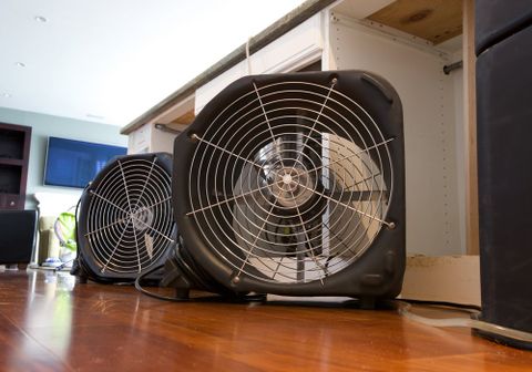 Bridgewater — Two Fans Running to Dry Out Water Damaged in Ipswich, MA