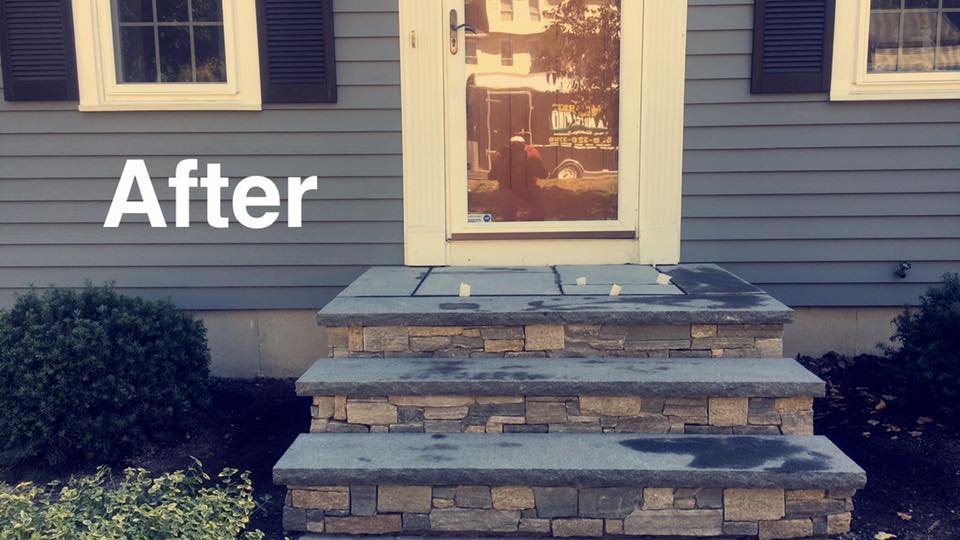Finished Doorstep With Marbles — Shrewsbury, MA — Warren Landscaping