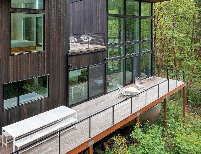 Northwest Contemporary Home with deck in the trees