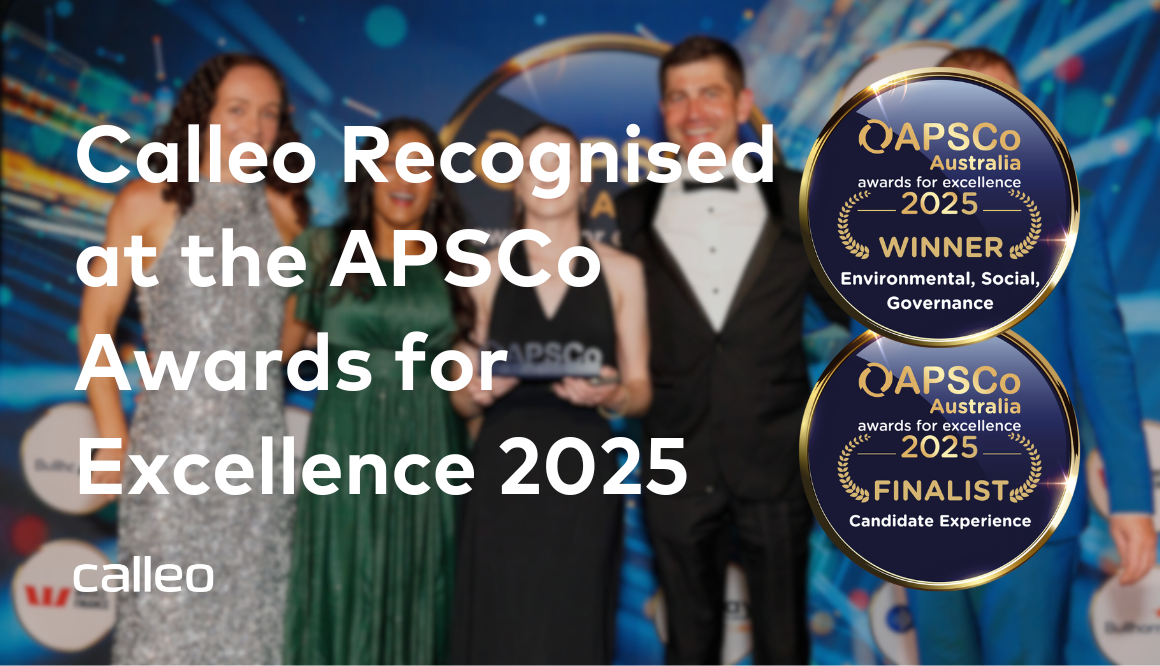 Calleo team celebrating their ESG Award win and finalist recognition at the APSCo Awards 2025