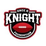 Logo: Red and black football with text 