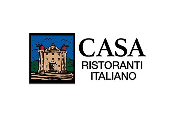 Logo for Casa Ristoranti Italiano: a building illustration, with text "Casa Ristoranti Italiano."