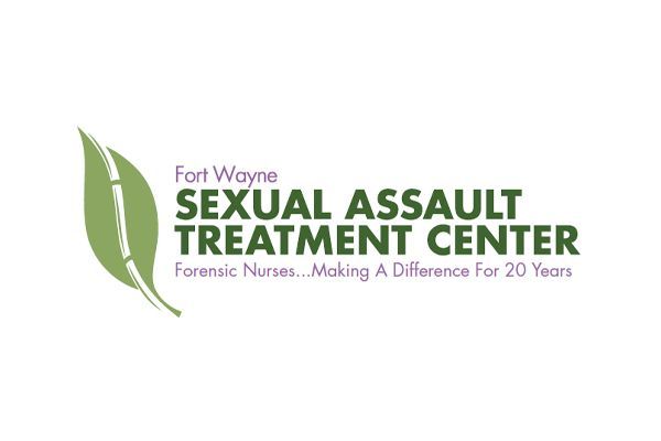 Logo for Fort Wayne Sexual Assault Treatment Center. Features text and a green leaf design.