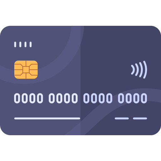 Dark blue credit card with a chip, contactless symbol, and numbers.