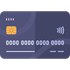 Dark blue credit card with a chip, contactless symbol, and numbers.