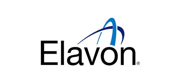 Elavon logo with black text and a blue arch graphic.