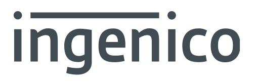 Ingenico logo in gray with a bar above the letters 