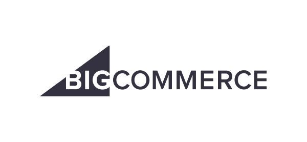 BigCommerce logo: Dark triangle next to the text 