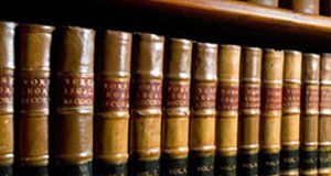 Legal books on a bookshelf