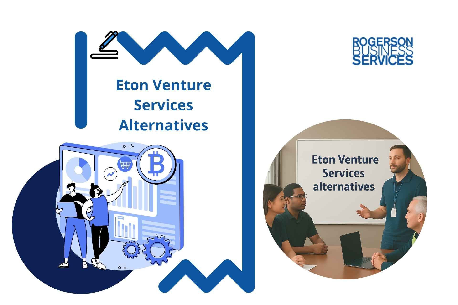 A business slide for Rogerson Business Services featuring text about Eton Venture Services alternati