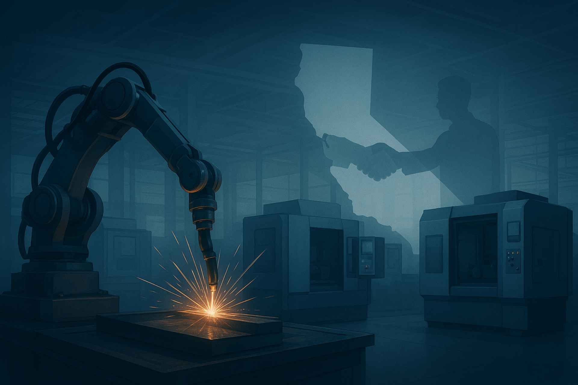 a robotic image: partial business sale for a manufacturing business in California