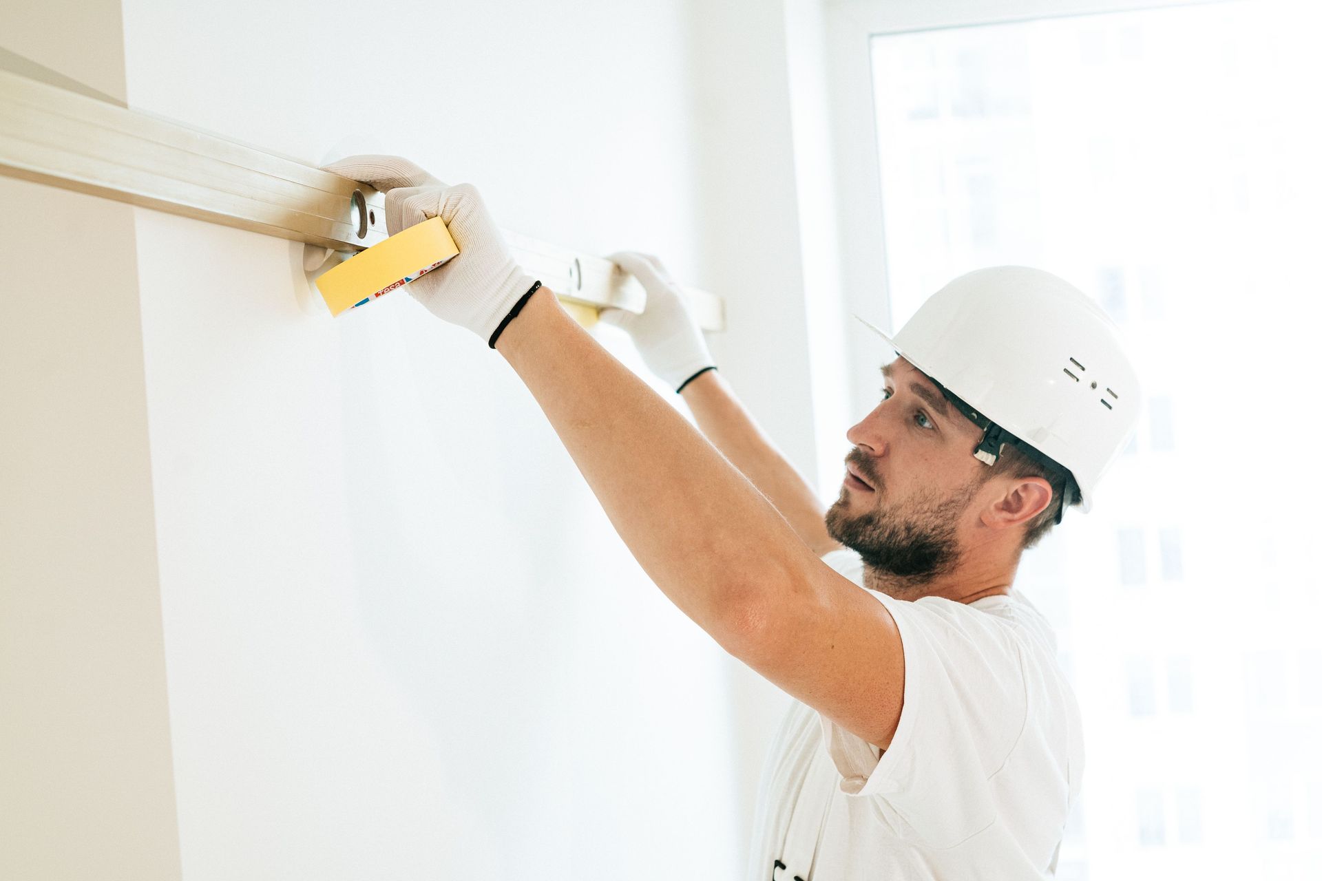 Construction Worker Wearing White Hard Hat