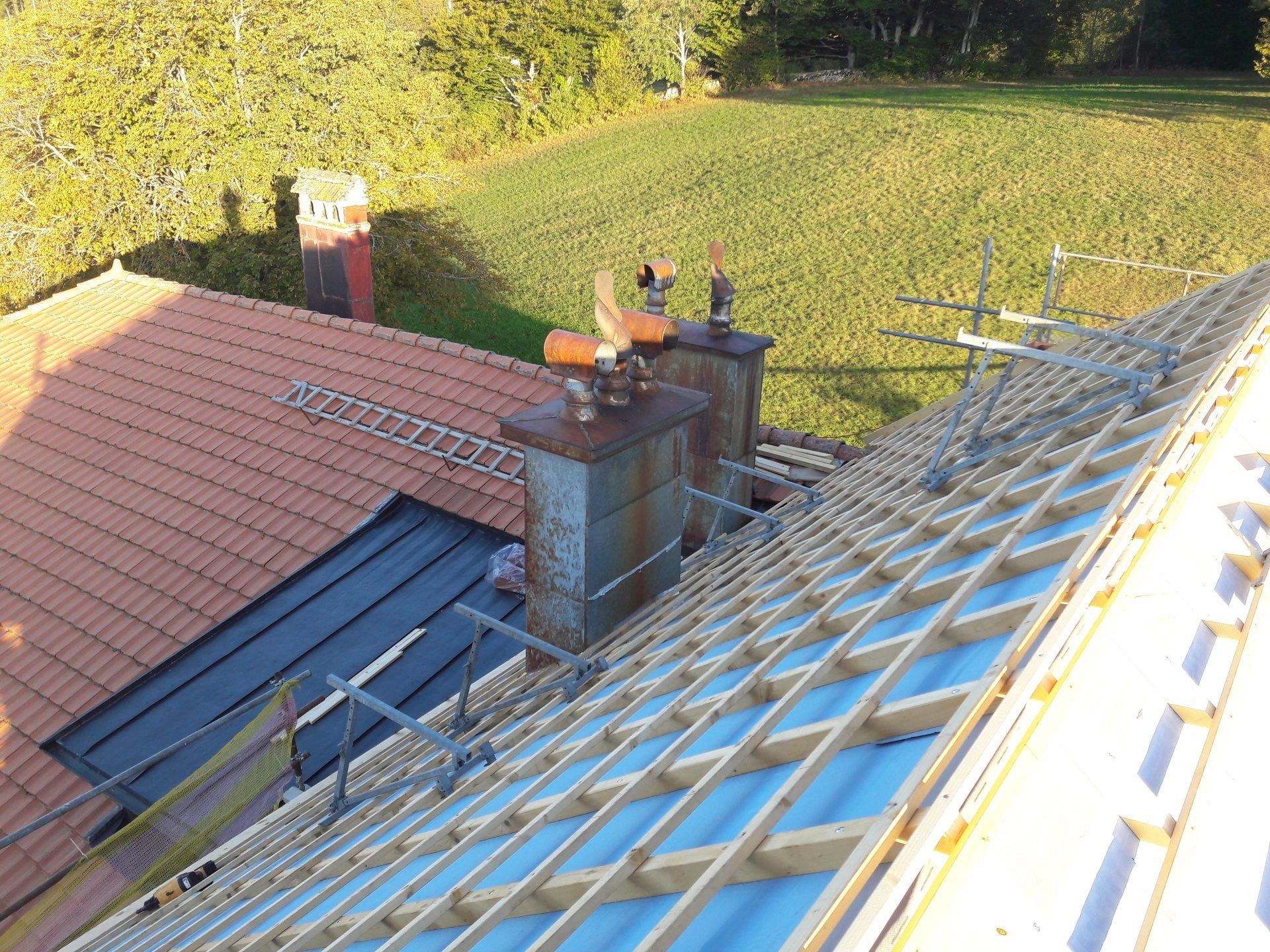 construction d'un toit pentu