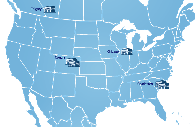 US map showing  NLRP warehouse locations