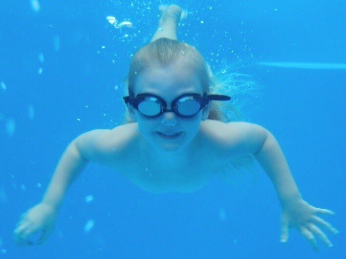 Kid Under Water Pool