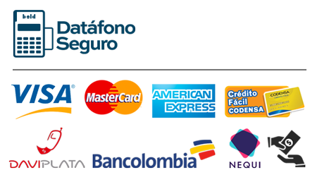 Métodos de pago aceptados: Visa, Mastercard, American Express, Codensa, Daviplata, Bancolombia, Nequi